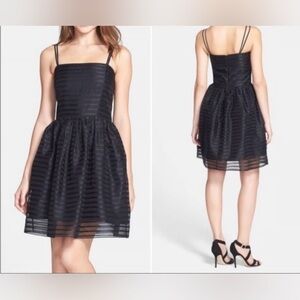 Shoshanna Silk Chelsea Elegant Black Organza Striped Dress size 6